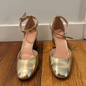 NWOT J. Crew gold heels, size 8
